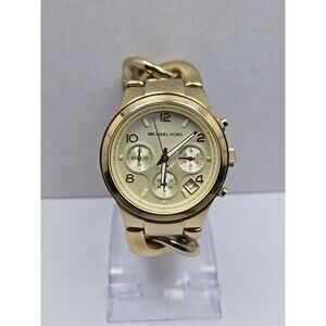 Michael Kors Runway MK3131 Gold Tone Watch Chain 38mm New Battery Womens Sz Smal